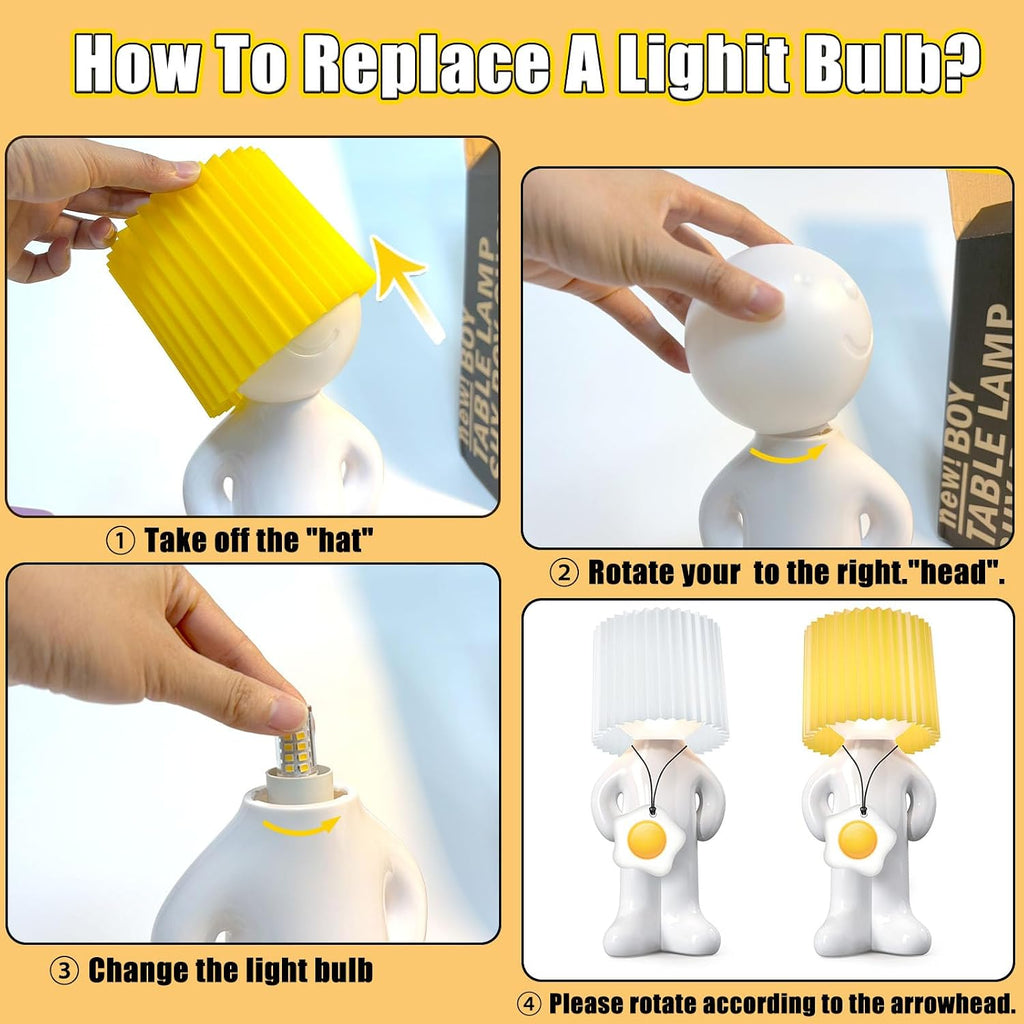 Shy Man Lamp Funny Gag Gift Night Light for Adults Men Women, Yellow