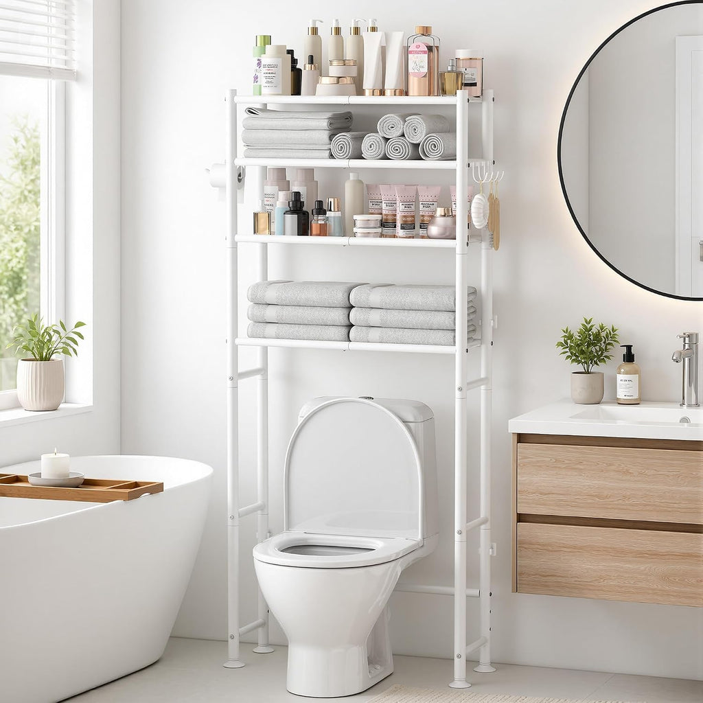 GloTika 4-Tier Over The Toilet Storage Shelves, White