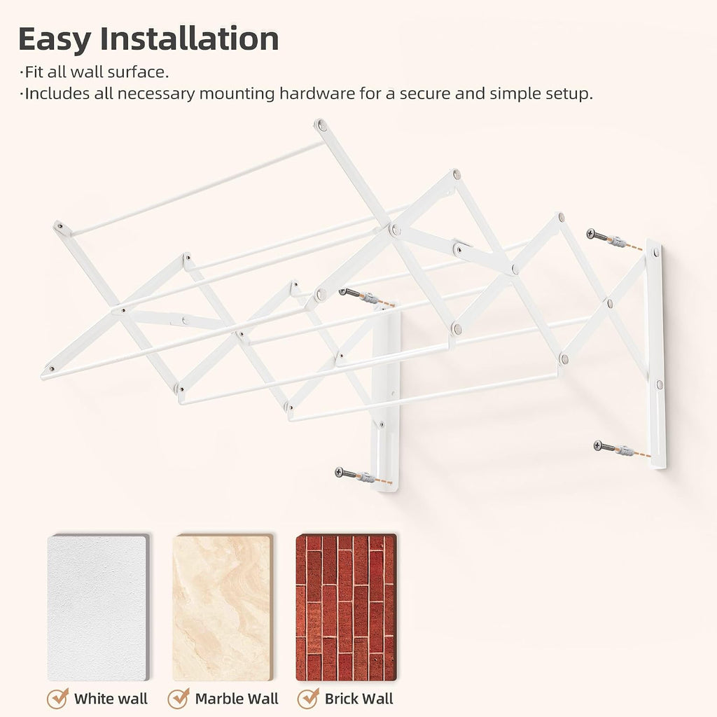 STORAGE MANIAC Wall Mounted Clothes Drying Rack Foldable Laundry Rack