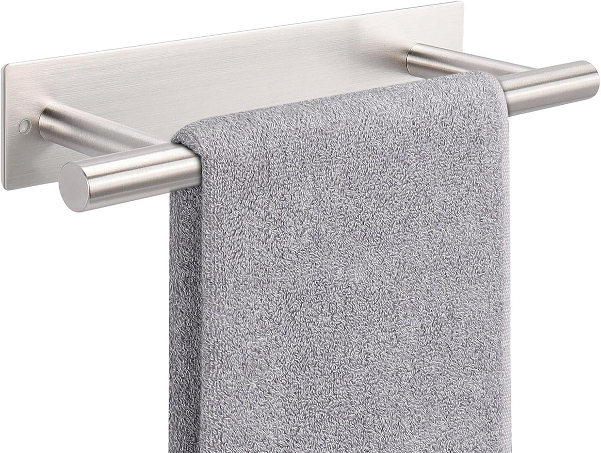 NearMoon Self Adhesive Hand Towel Holder/Towel Ring, Stainless Steel Hand Towel Bar Rustproof Stick on Wall-Towel Rack for Bathroom/Kitchen, Sticky and Wall Mounted (1, Brushed Nickel)