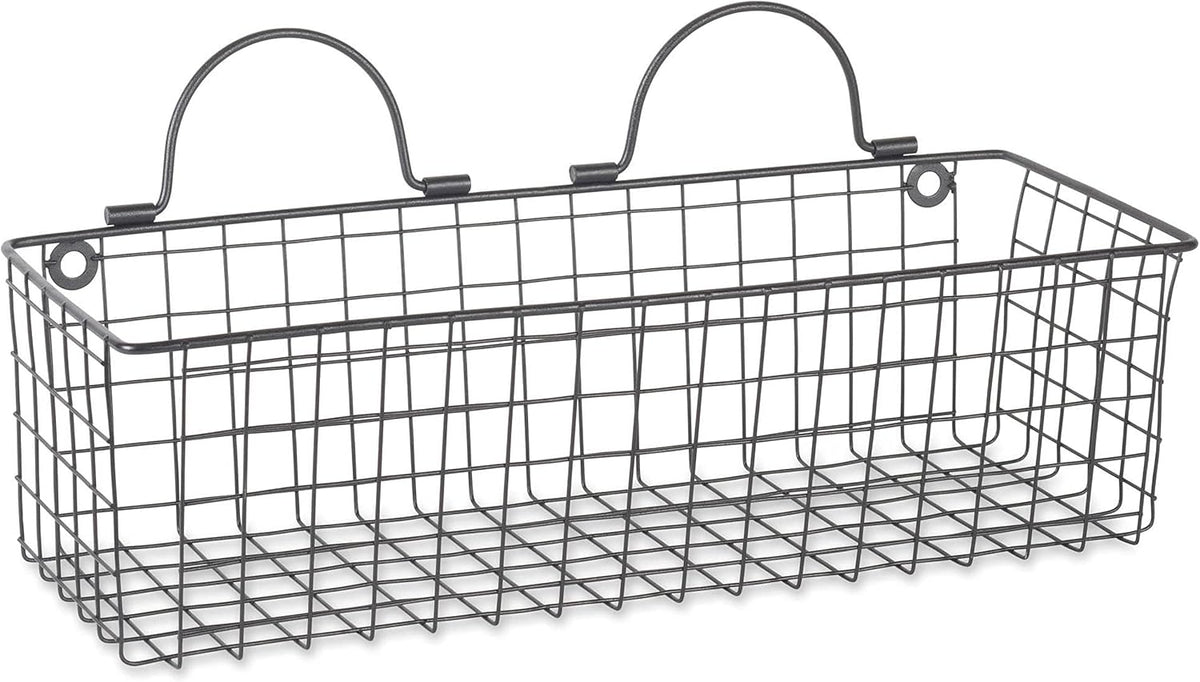 DII Farmhouse Vintage Décor, Wire Wall Basket, Assorted, Black, 2 Piece (Pack of 2)