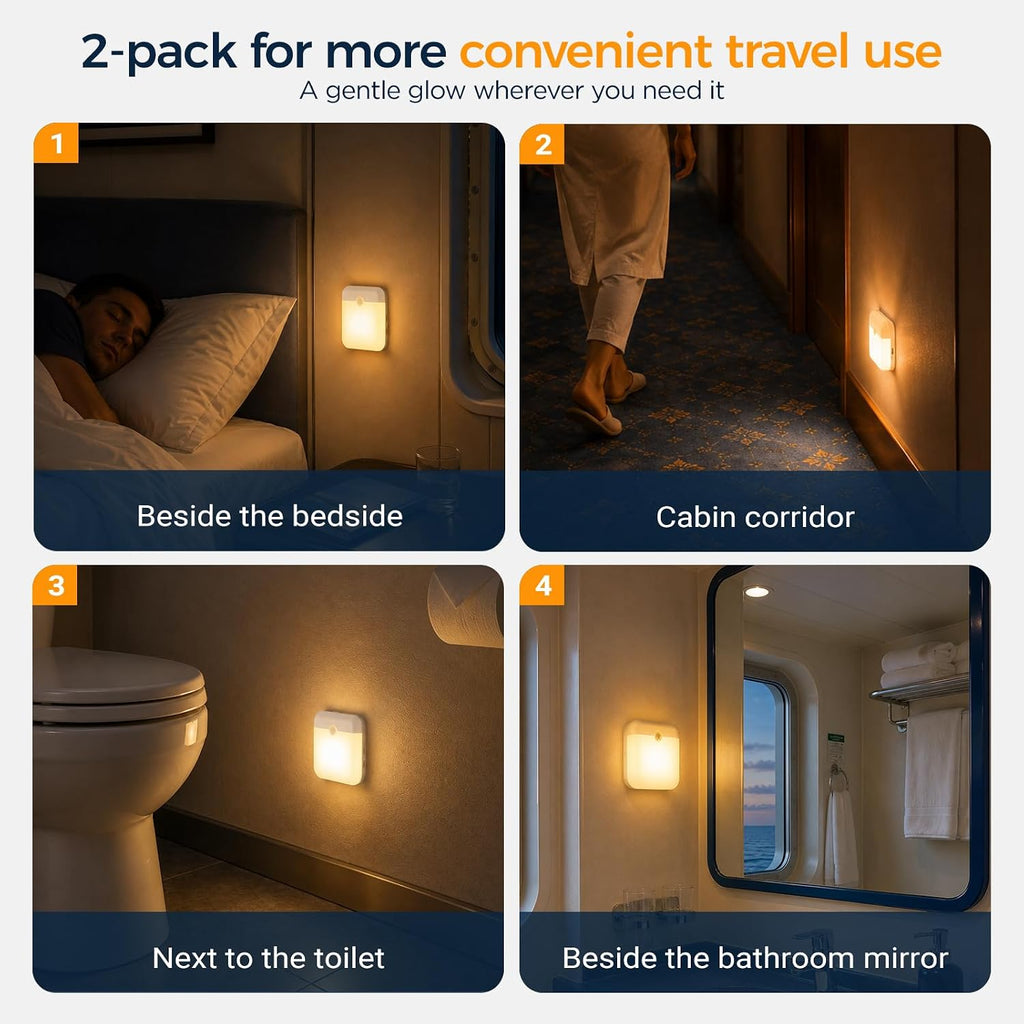 2 Pcs Rechargeable Magnetic Motion Sensor Night Light