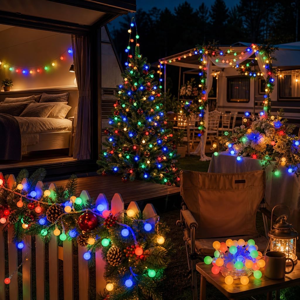 Multicolor Globe LED String Lights Indoor 66FT 200LED Remote
