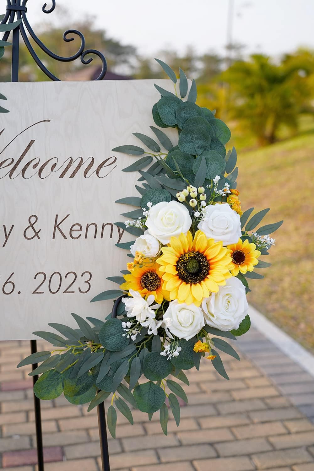 ponatia Artificial Sunflowers Wedding Arch Flowers Set of 2