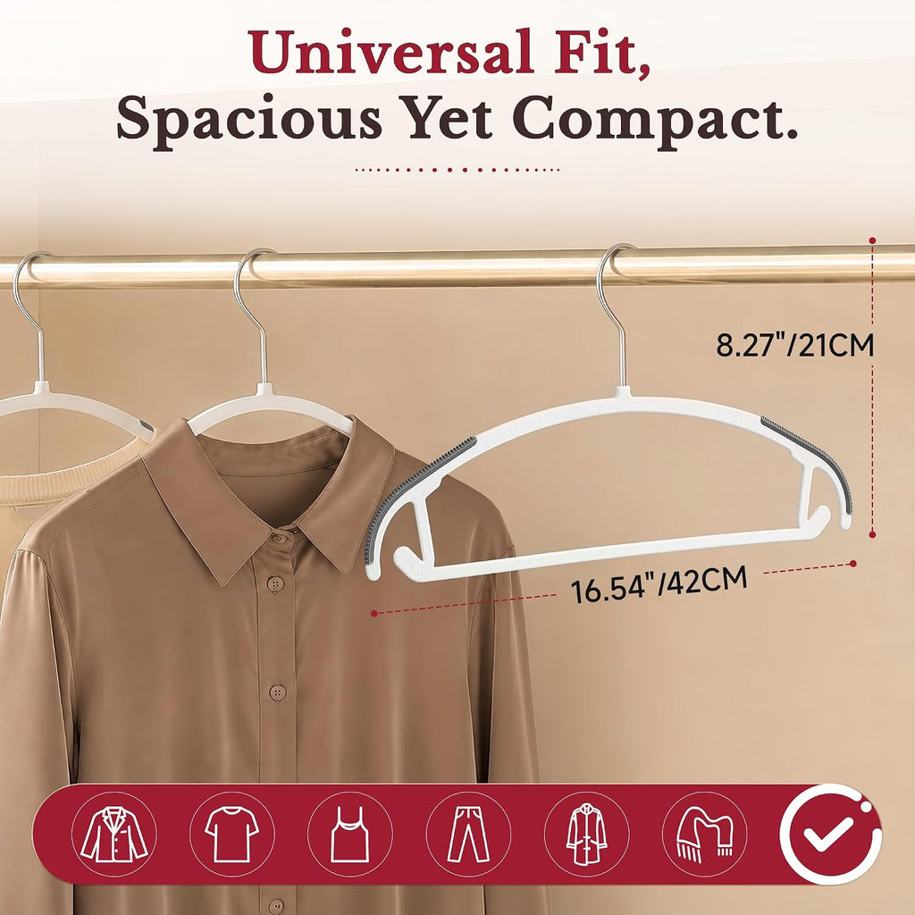 30 Pack Slim Plastic Clothes Hangers, Ultra-Slim Non Slip Rubber Pad