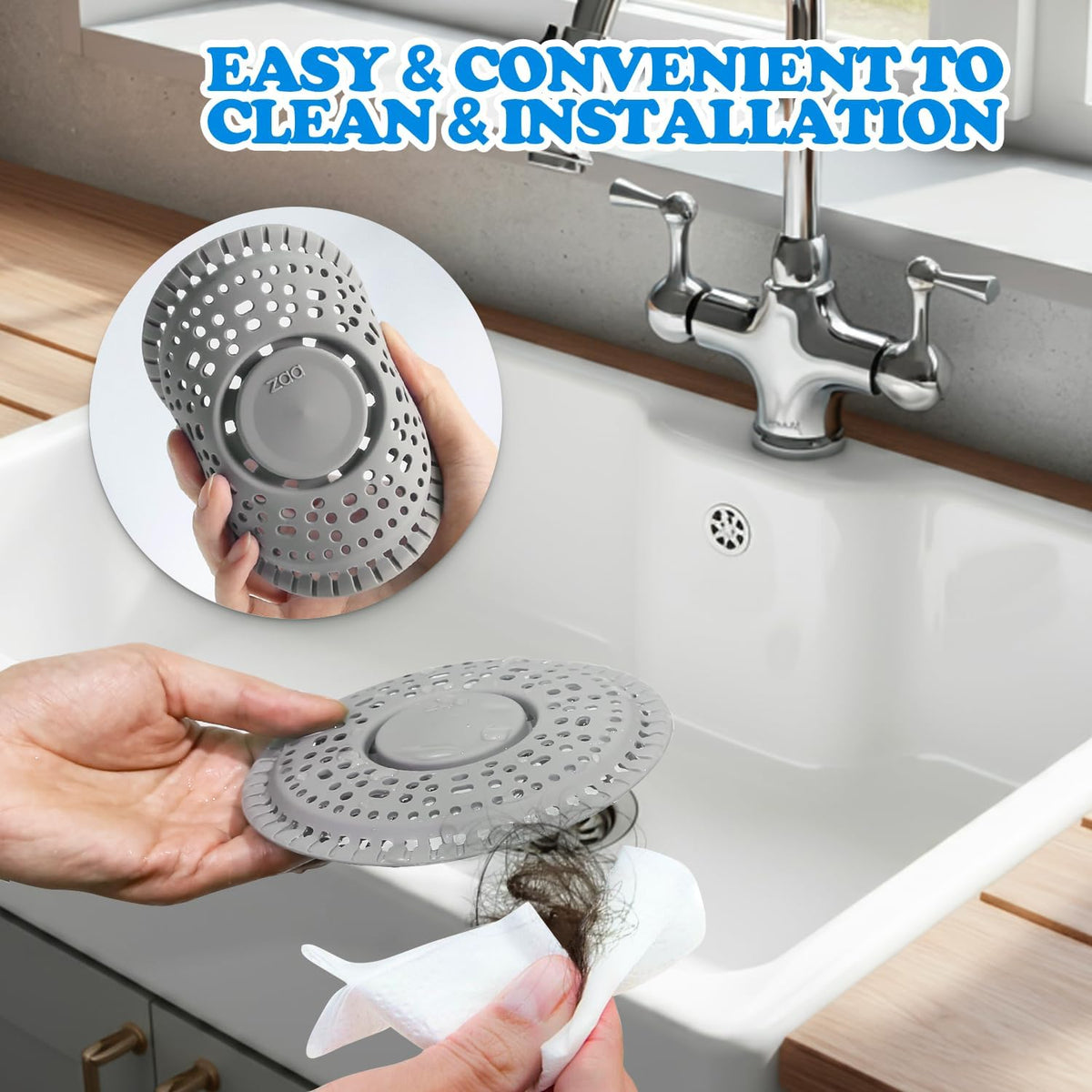 Zaa Shower Drain Hair Catcher Silicone Flat Floor Strainer Protector