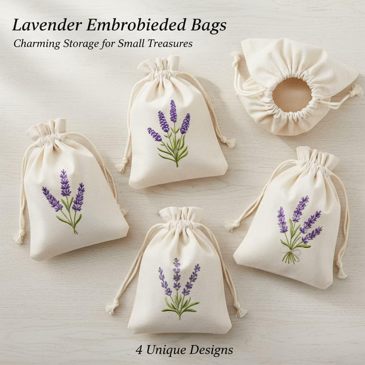 12 Pcs Sachet Bags Empty Small Sachet Bags for Fragrance Handmade Scent Sachets Lavender Pattern(13x18cm, Natural Cotton)