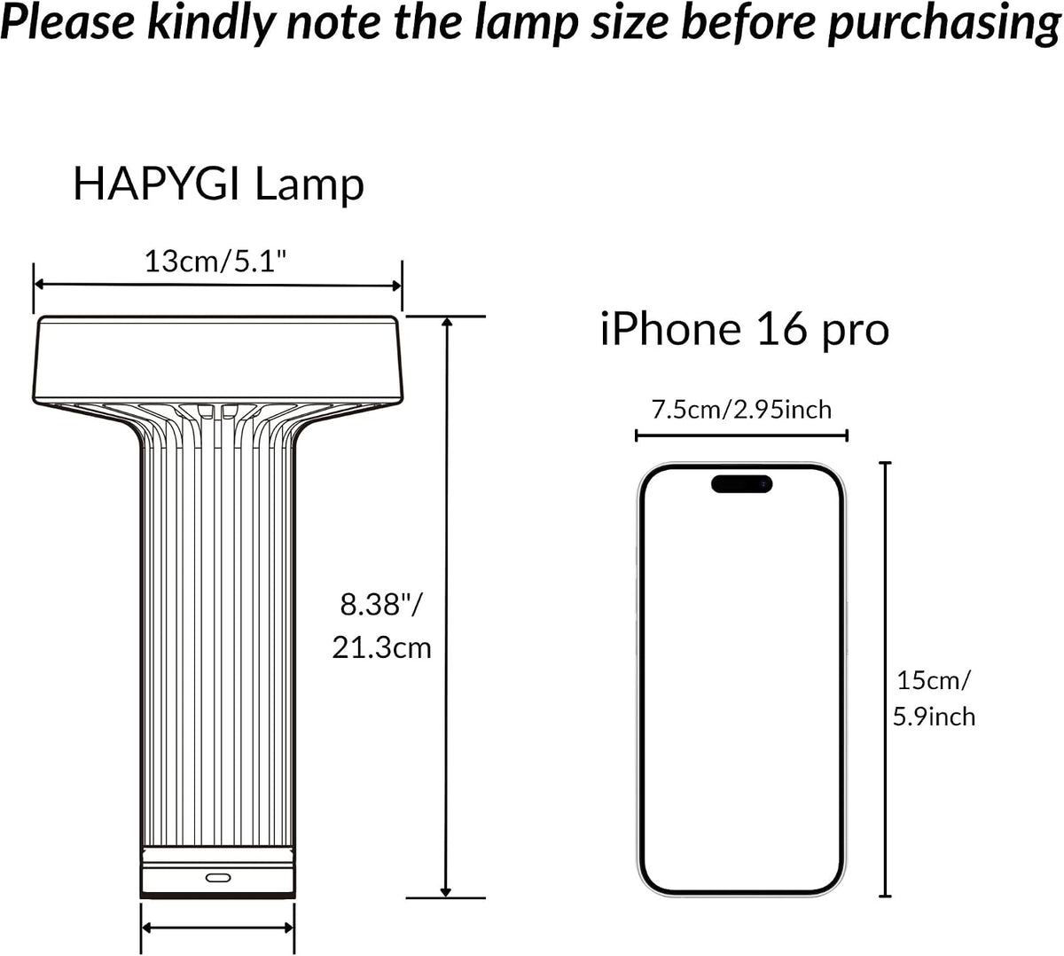 HAPYGI Cordless Table Lamp–Touch Sensor with Stepless Dimming, 5200mAh Rechargeable Battery & 100% Aluminum Body, Modern Minimalist Portable Night Light for Bedroom, Nightstand, Home Decor (Grey)