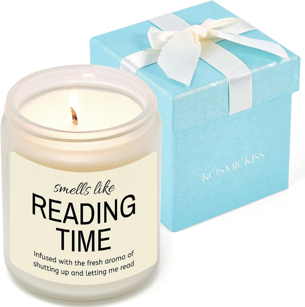 KOSMICKISS Gifts for Book Lovers, Lavender Soy Candle, 9 OZ Soy Wax Candle