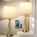 Bedroom Lamps for Nightstand, 3 Way Dimmable Gold Bedside Lamps with USB