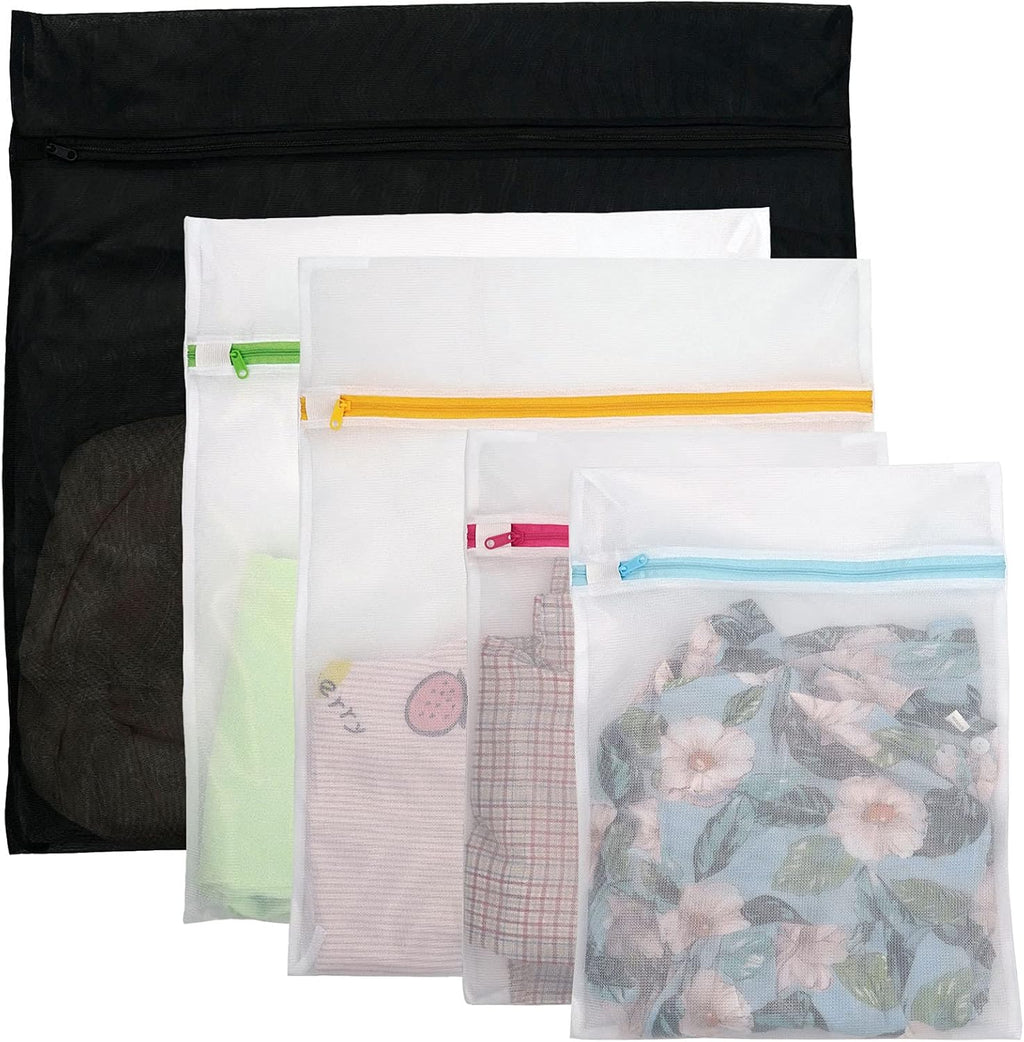 Casaphoria Bra Laundry Bags for Washing Machine,Large Travel Lingerie Laundry Bags for Dirty Clothes for Suitcase,Underwear Mesh Wash Bags for Delicates(5Pcs,Easy to Distinguish)