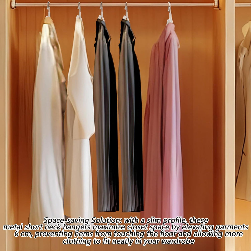 Leumoi 20 Pack Short Neck Hangers Non-Slip Metal Hangers for Clothes, White