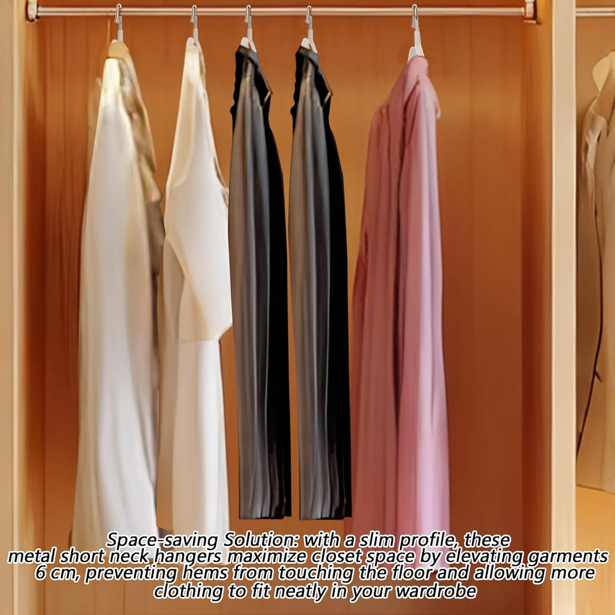 Leumoi 20 Pack Short Neck Hangers Non-Slip Metal Hangers for Clothes, White