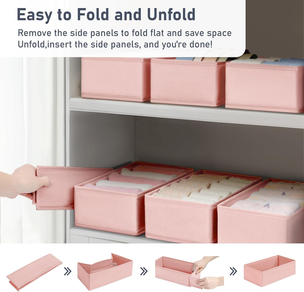 DIMJ Drawer Organizer - Clothes Storage Set of 3, Pink: Sock, Underwear, Bra, Tie, Belt Dividers