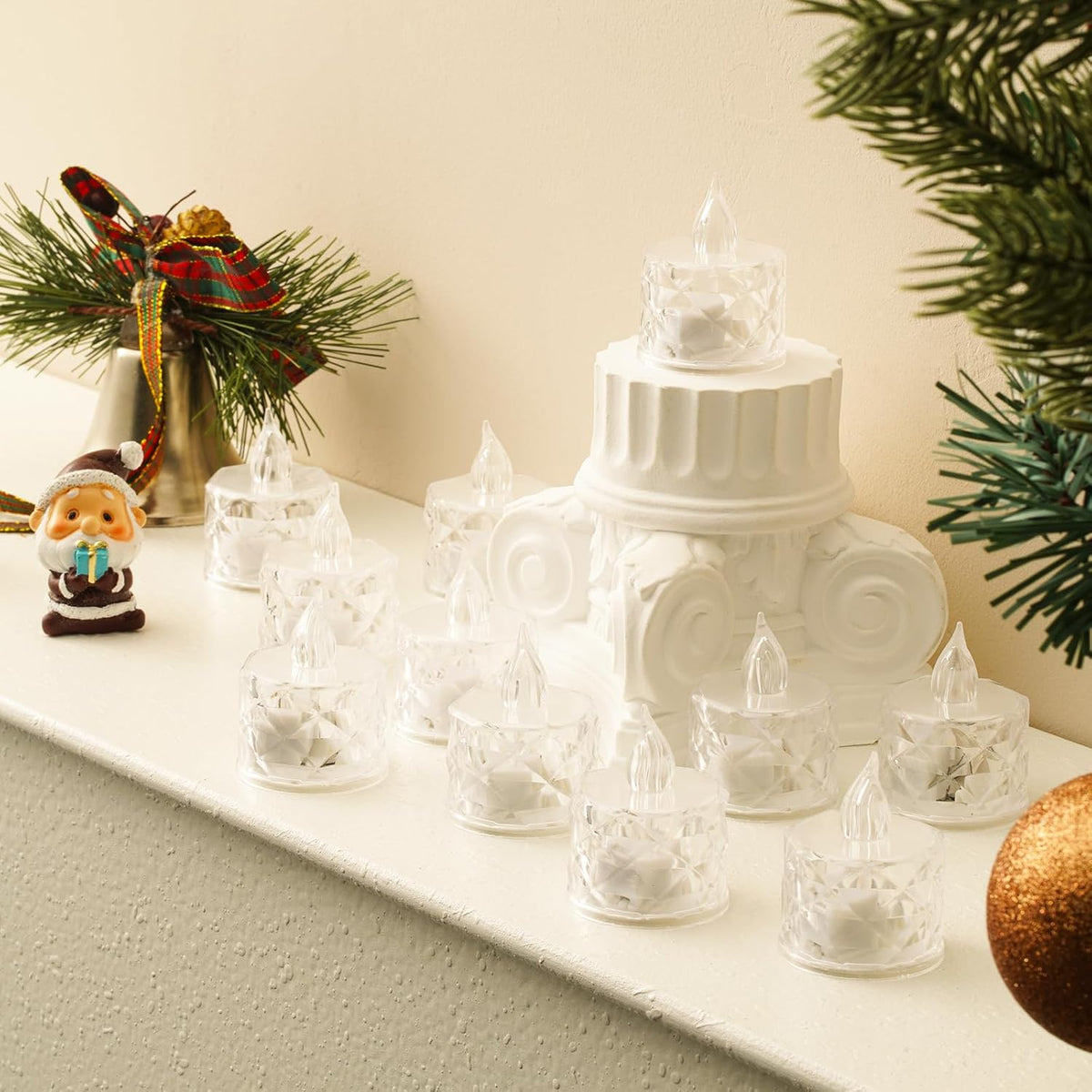24 Pack Crystal Shaped Flameless Battery Votive Candles