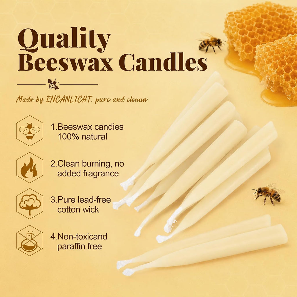 Beeswax Candles 10 Pcs 20 Minute Burning Tealight Candles- White
