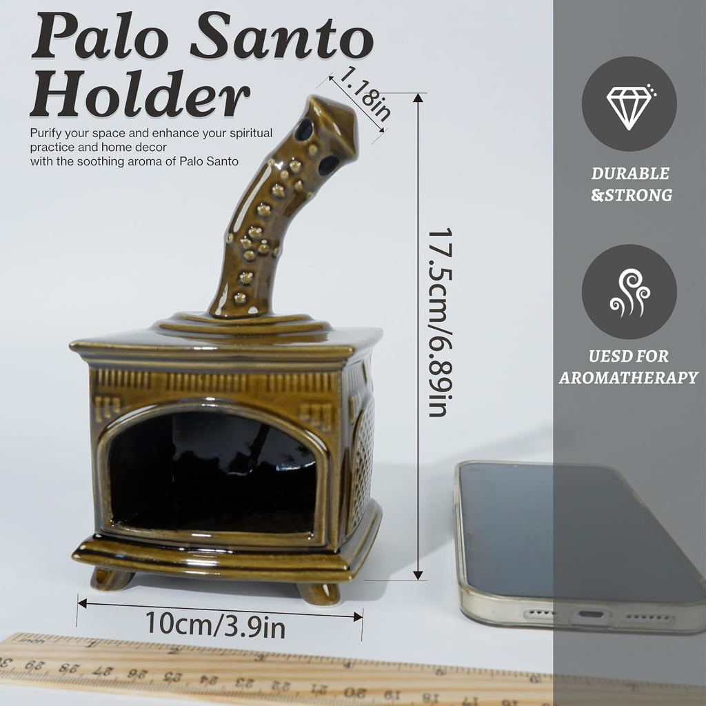 MOUGIGI Handcrafted Dark Green Ceramic Palo Santo Holder & Incense Burner