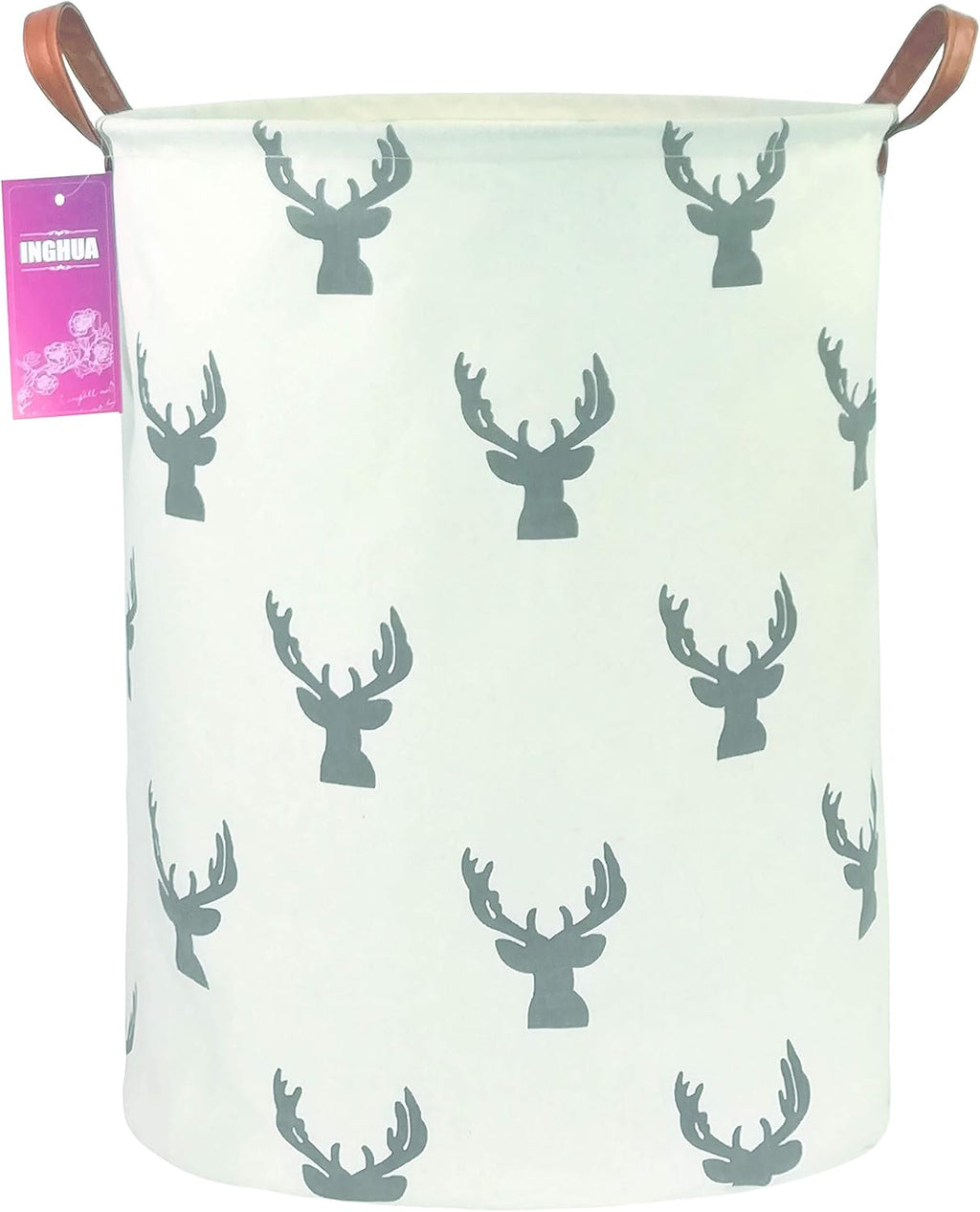 Laundry Hamper Large Canvas Fabric Storage Basket Grey deer