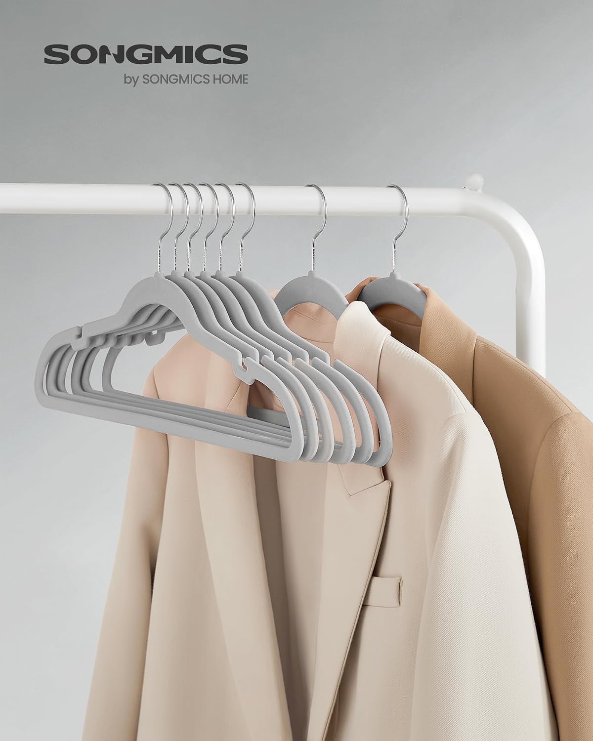 SONGMICS Velvet Hangers 50 Pack, Non-Slip Clothes Hangers, Dove Gray