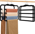 Velvet Pants Hangers Space Saving, Multi-Tier Closet Organizers for Jeans Trousers Skirts Scarves, Non-Slip Vertical Storage for College Dorm & Apartment Essentials (4 Pack-Black)