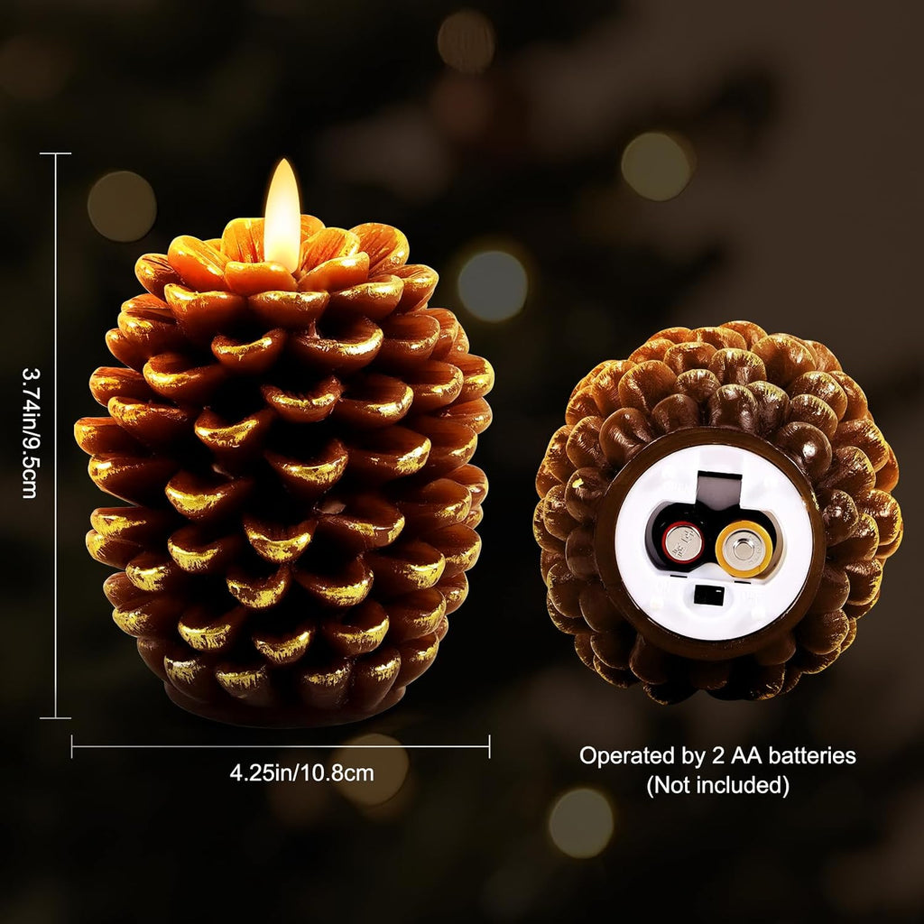 Verdenu 2 Pack Flameless Pine Cone Candles with Remote Timer