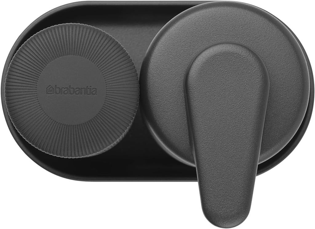 Brabantia - SinkStyle Soap Dispenser Set with 2 Stylish Dispensers for Hand and Dish Soap, Textured Tray, and Soap Squeezer – Mineral Infinite Gray, 2 x 6.8oz