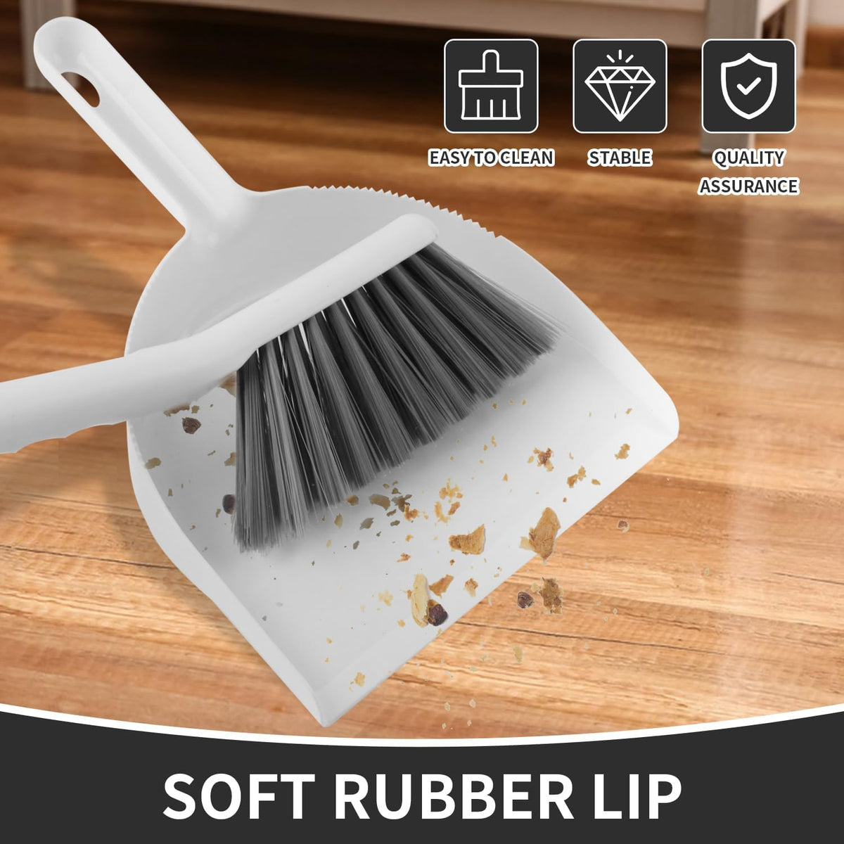 Mini Broom and Dustpan Set, Small Dust Pan and Brush Set, White