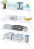 PROWORX Closet Shelves Wall Mounted, 4 Pack 4 ft x 12 in White Wire Shelving Kit, Metal Wall Shelf Organizer for Home, Pantry, Laundry Room Storage