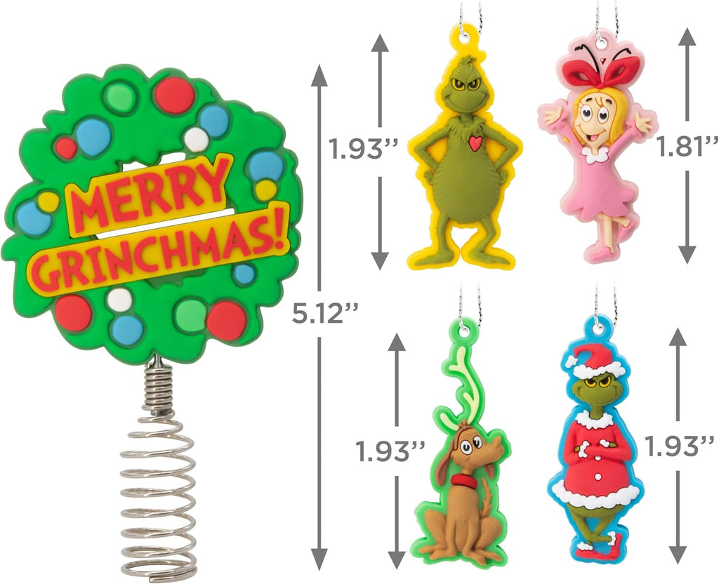 Hallmark Grinch Mini Christmas Tree Topper and Ornaments, Set of 5