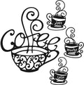 Hotop 4 Pcss Metal Coffee Cup Wall Art Decor Coffee Decor, Black