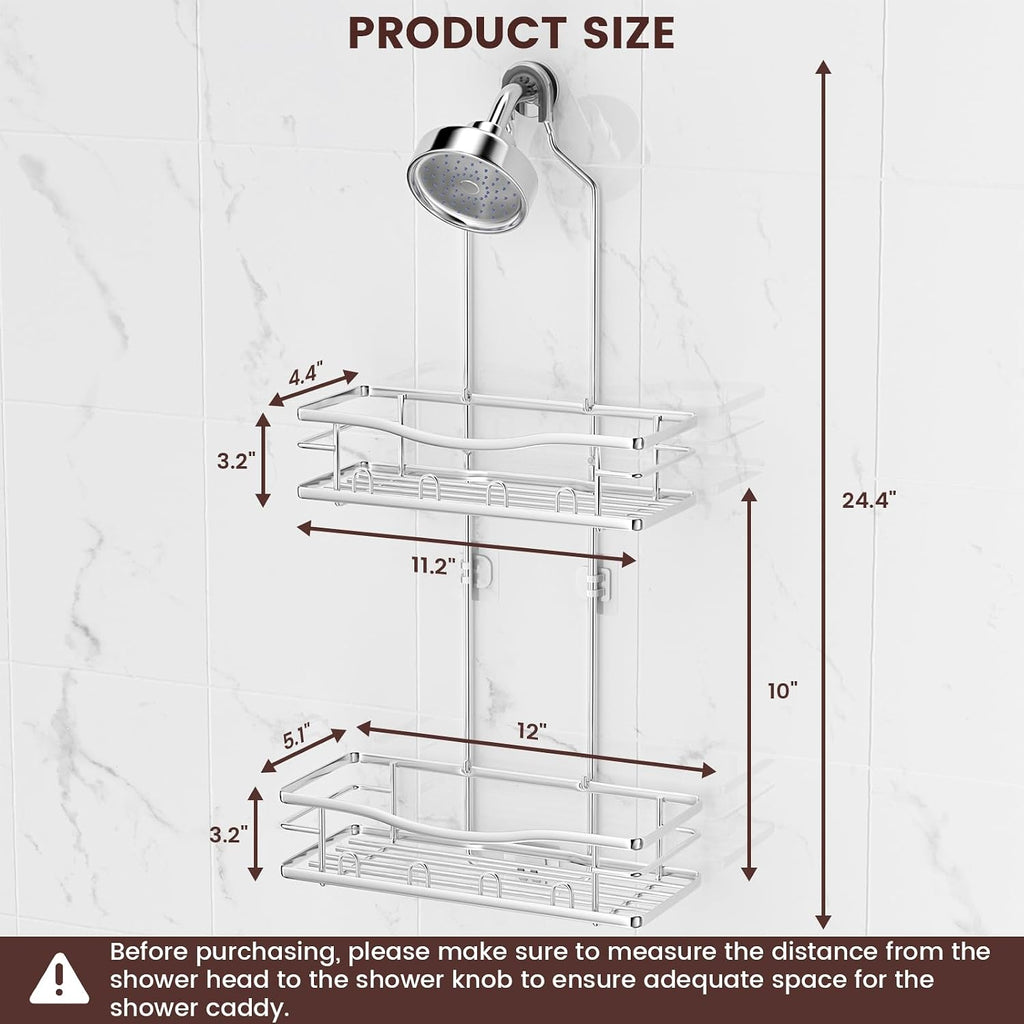 Rustproof Shower Caddy Hanging with Soap Holders for Bathroom, Silver
