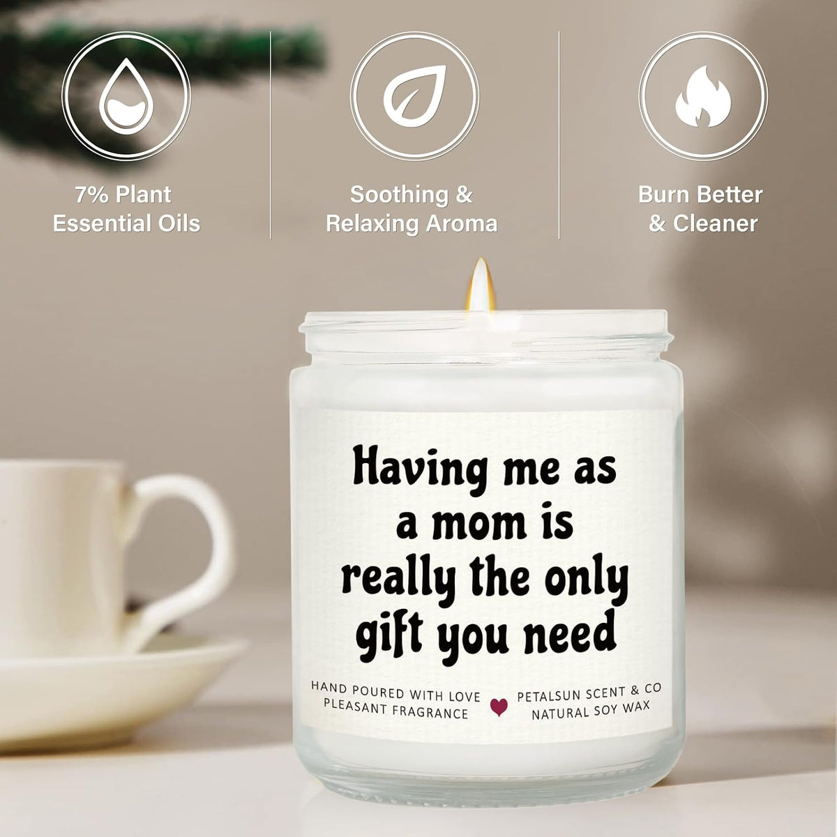 Petalsun Daughter Gifts from Mom, Lavender Scented Soy Wax Candle