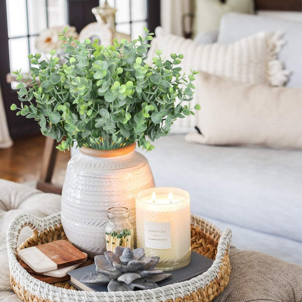 6Pcs Artificial Eucalyptus Stems Outdoor Plants Farmhouse Plastic Greenery