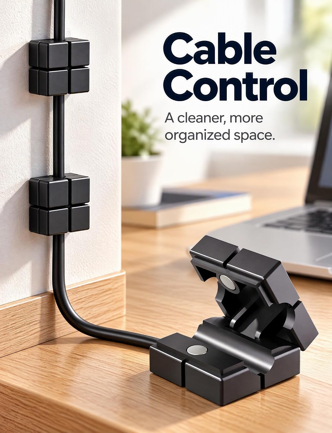 9 Pack Magnetic Cable Clips, Cord Holder Organizer for Desk, Wall