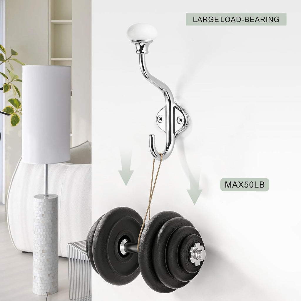 TUNNY Coat Hooks - 5 Pack Polished Chrome Towel Hooks Robe Hooks Decorative Wall Hooks for Bathroom Bedroom Kitchen Towel Robe Clothes Cabinet Closet Bathroom Hardware