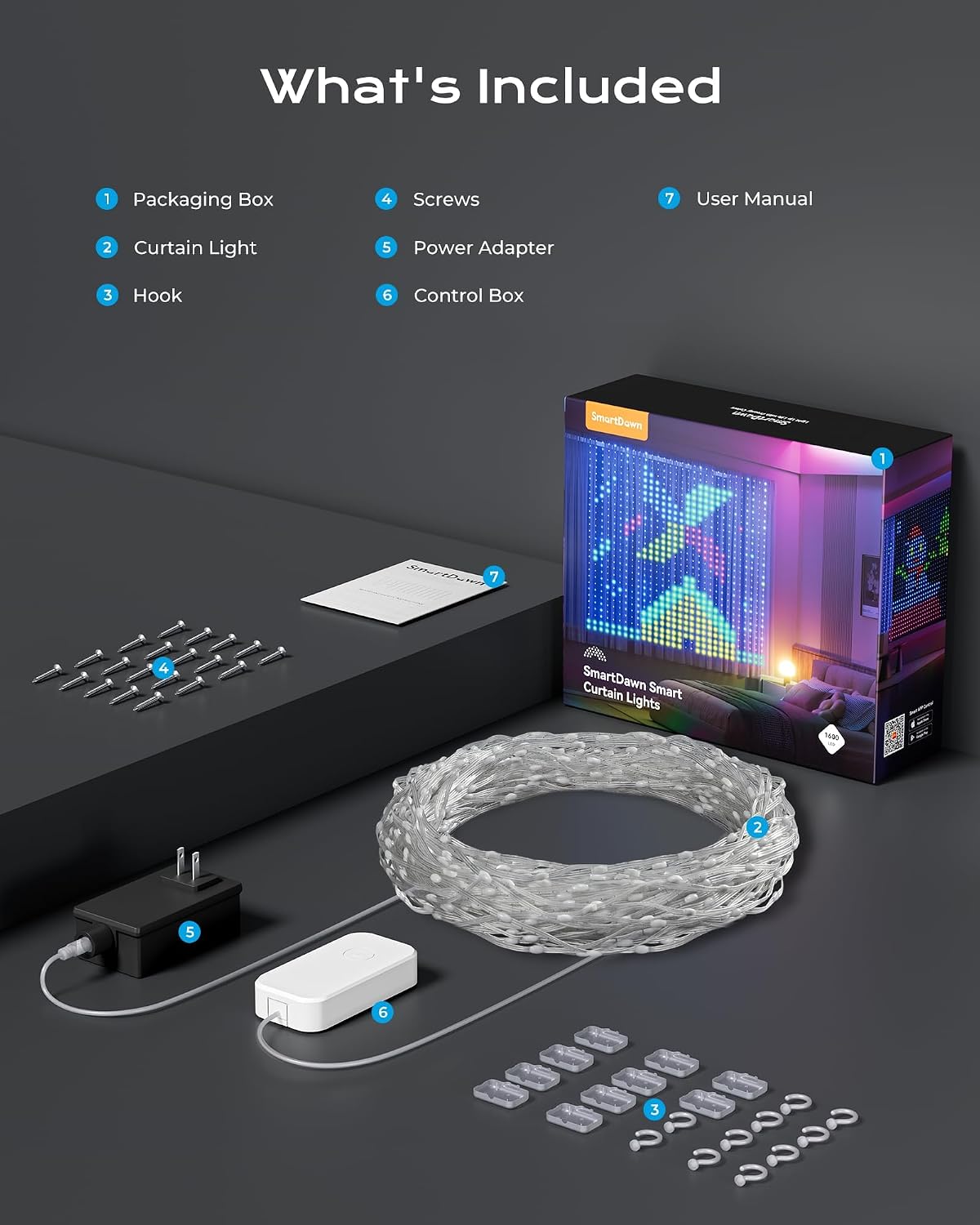540 RGB LED Smart Curtain Lights with APP Control, 4.9x6.6Ft