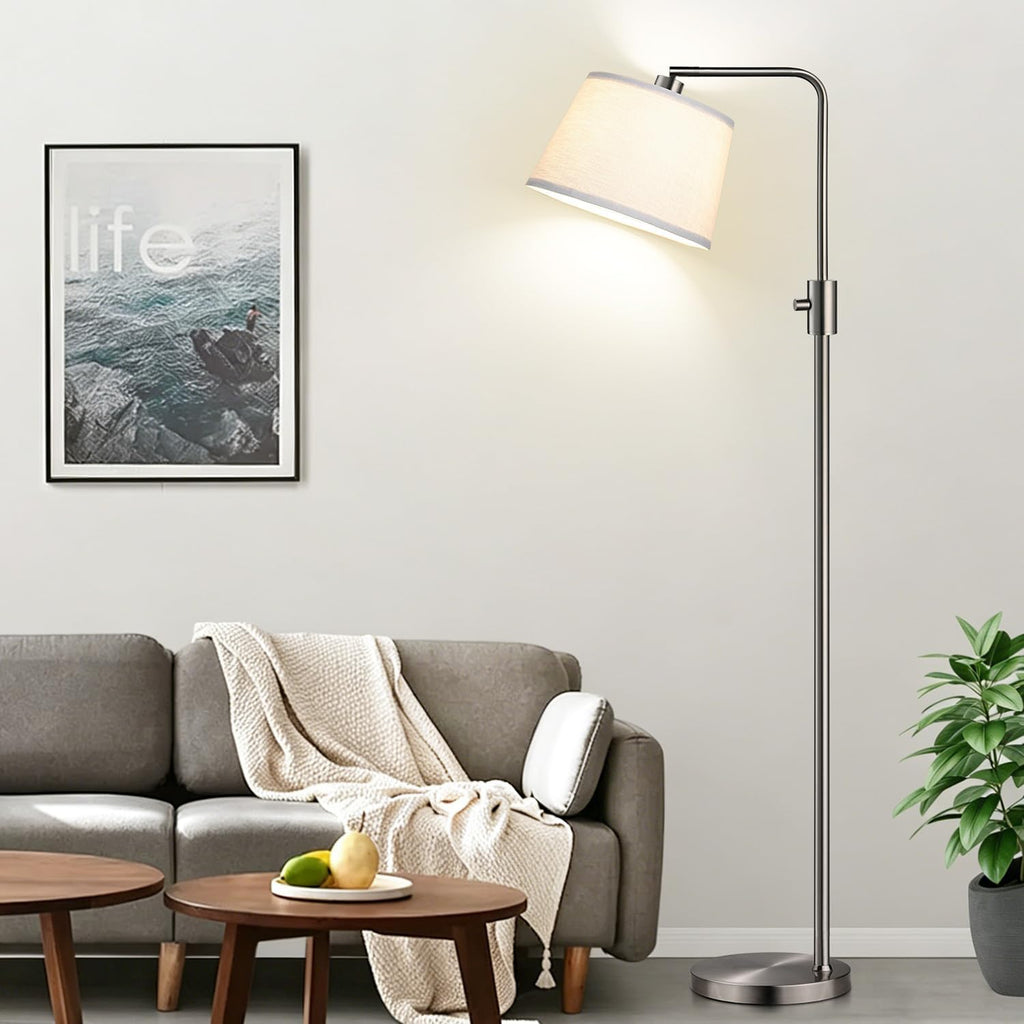 Nintiue 【Upgraded】 Dimmable Floor Lamp, 1000 Lumens LED Edison Bulb Included, Brushed Nickel Arc Floor Lamps for Living Room Modern Standing Lamp Tall Lamps for Living Room Bedroom