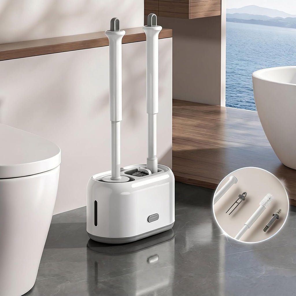 ROOM127 Wall-Mounted 2-in-1 Toilet Brush Set with Holder and Crevice Brush