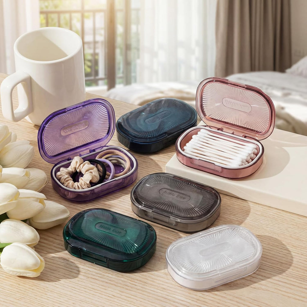 Kigley 6 Pcs Travel Swab Container with Lid,6 Colors, 3.9 X 2.76 Inch