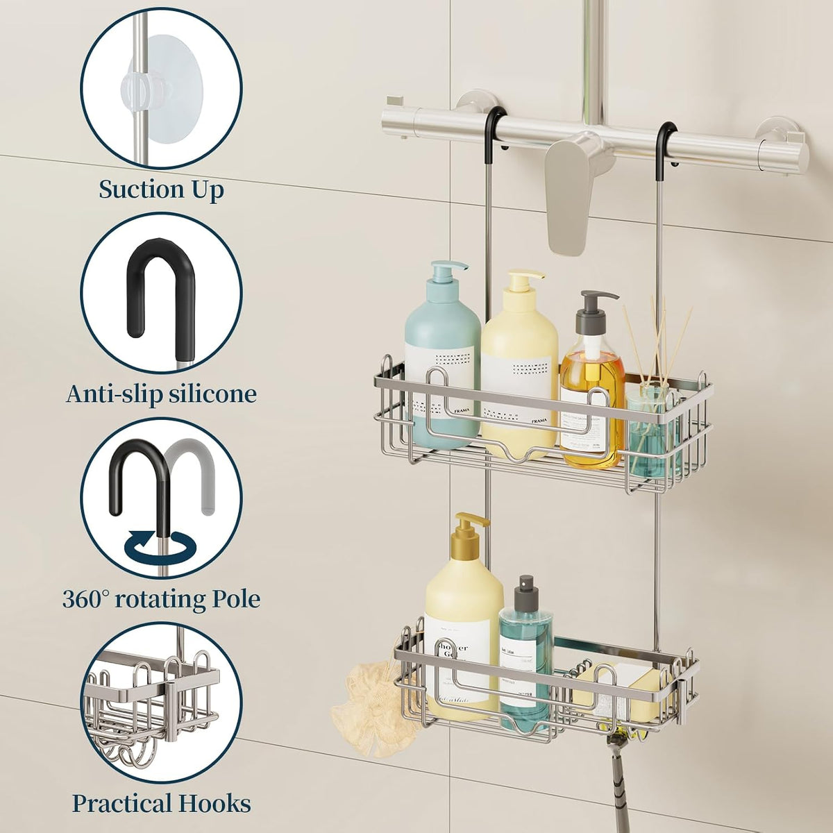 Consumest Over the Door Shower Caddy - for Bathroom Organizer&Storage