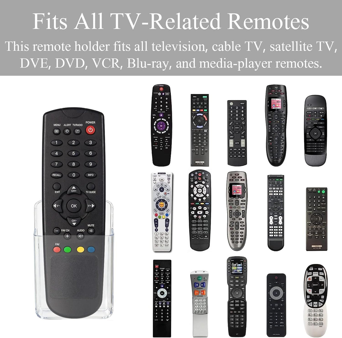 noonebutyou 3 Pcs Remote Control Holder Wall TV Remote Holder Self Adhesive No Drilling Marker Holder, Wall Pen Holder Containers for Home Office School (Clear)
