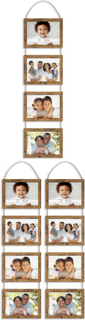 Icona Bay - 5x7 Wall Hanging Picture Frames Collage with 4 Openings - Rustic Brown - Casual Style Engineered Wood Frames - Wall Mount Only - Bliss Collection (Pack of 3)