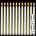 Homemory 11 inches Waxy Flameless Taper Candles with Remote Timer Dimmer, 12 Pcs Battery Operated Taper Candles with Flickering Flame, Ivory LED Candlesticks for Wedding, Christmas Indoor Decoration