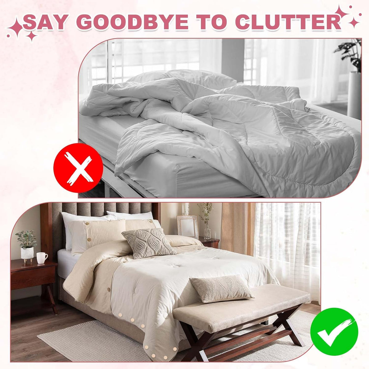 uxcell 6Pcs Duvet Pin Duvet Clips,Flower Shape Quilt Cover Clip,Pink