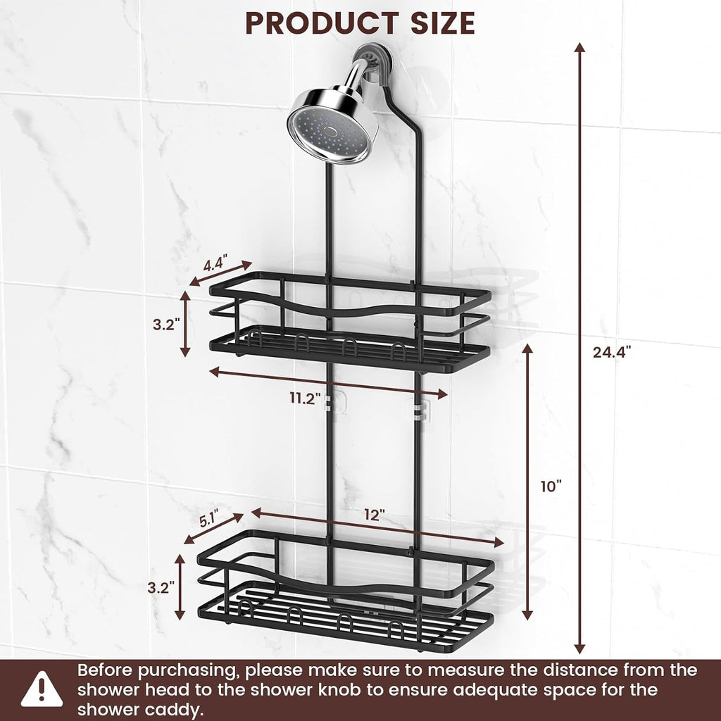 Rustproof Shower Caddy Hanging with Soap Holders for Bathroom, Black