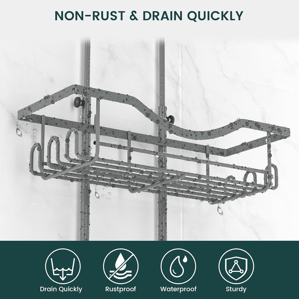REINHARDT Adjustable Shower Caddy Hanging Rustproof Shower Organizer, Grey