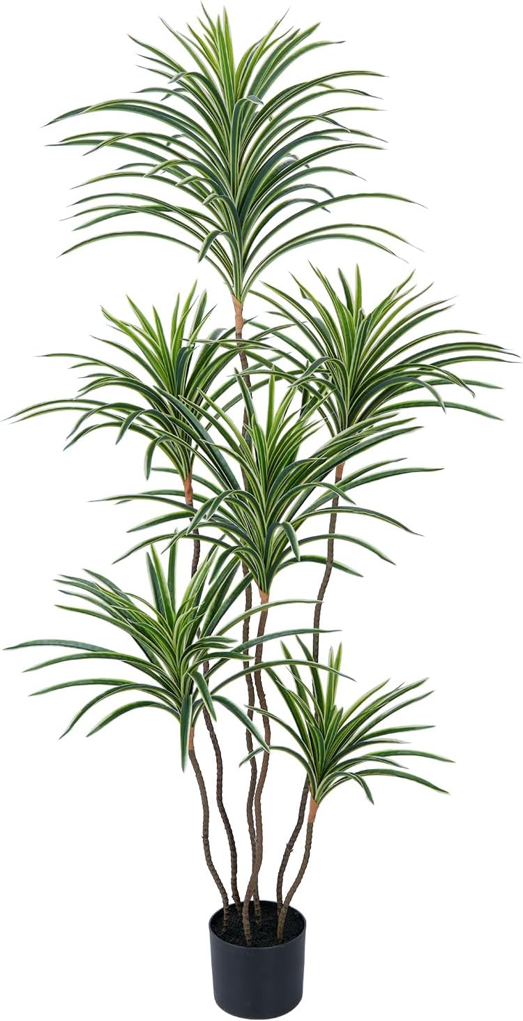 Yepdin Artificial Dracaena Plants Indoor, 5 ft Faux Tropical Floor Plants Indoor, Tall Fake Yucca Silk Tree in Pot, Artificial Trees for Home Office Decor Indoor Outdoor Housewarming Gift