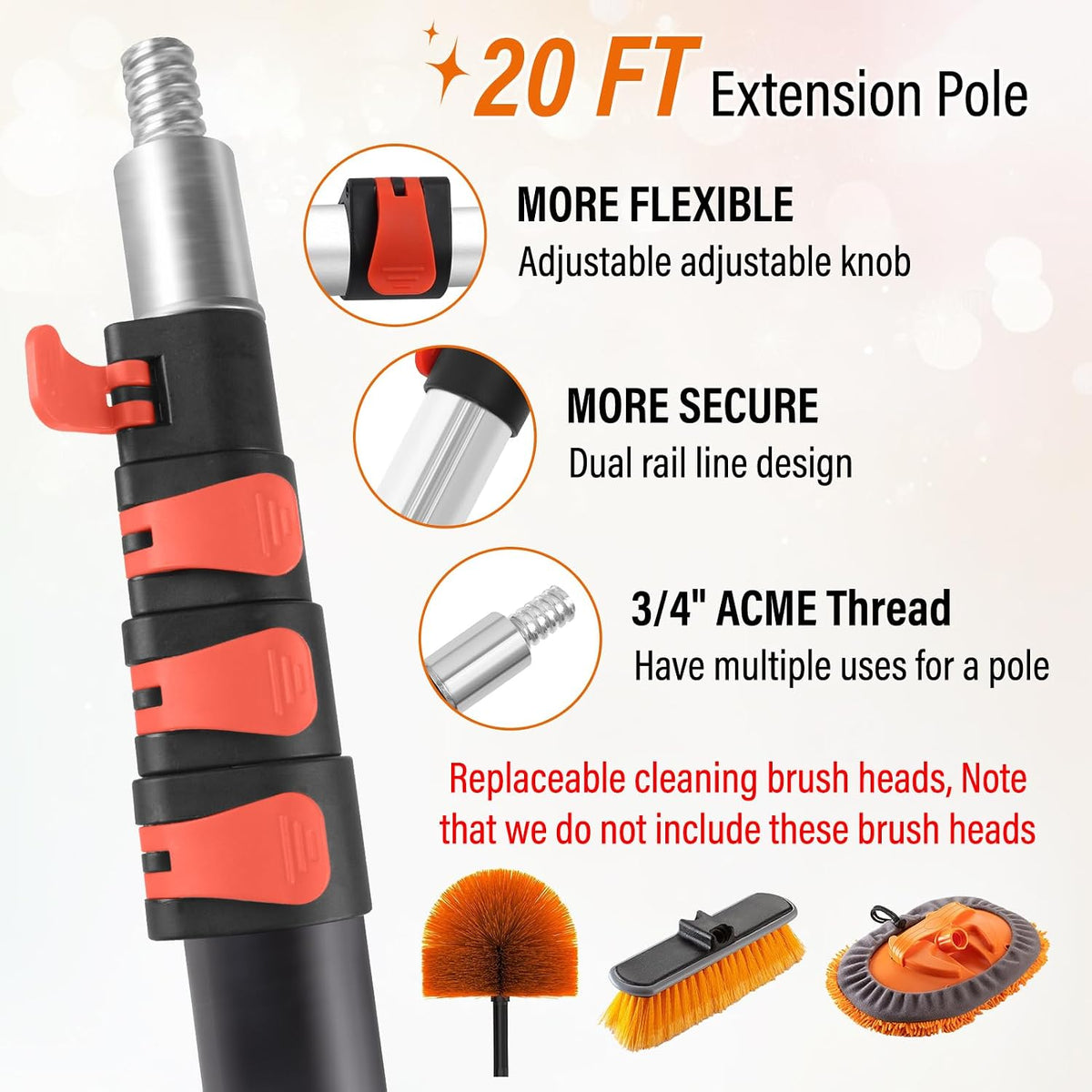 26FT High Window Cleaning Kit with Pole,2 in1 Professional Window Squeegee
