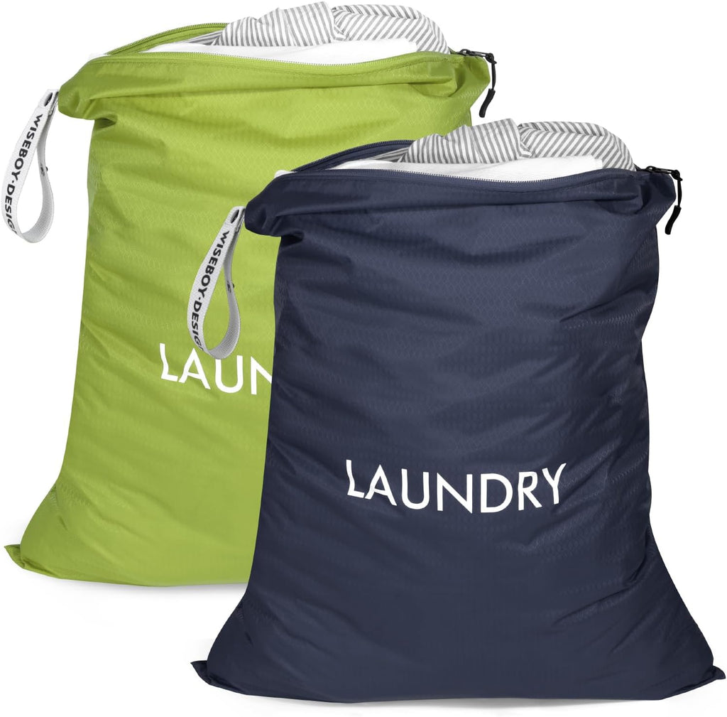 WiseBoy 2 Pack Dirty Laundry Travel Bag, Nylon Travel Dirty Clothes Bag
