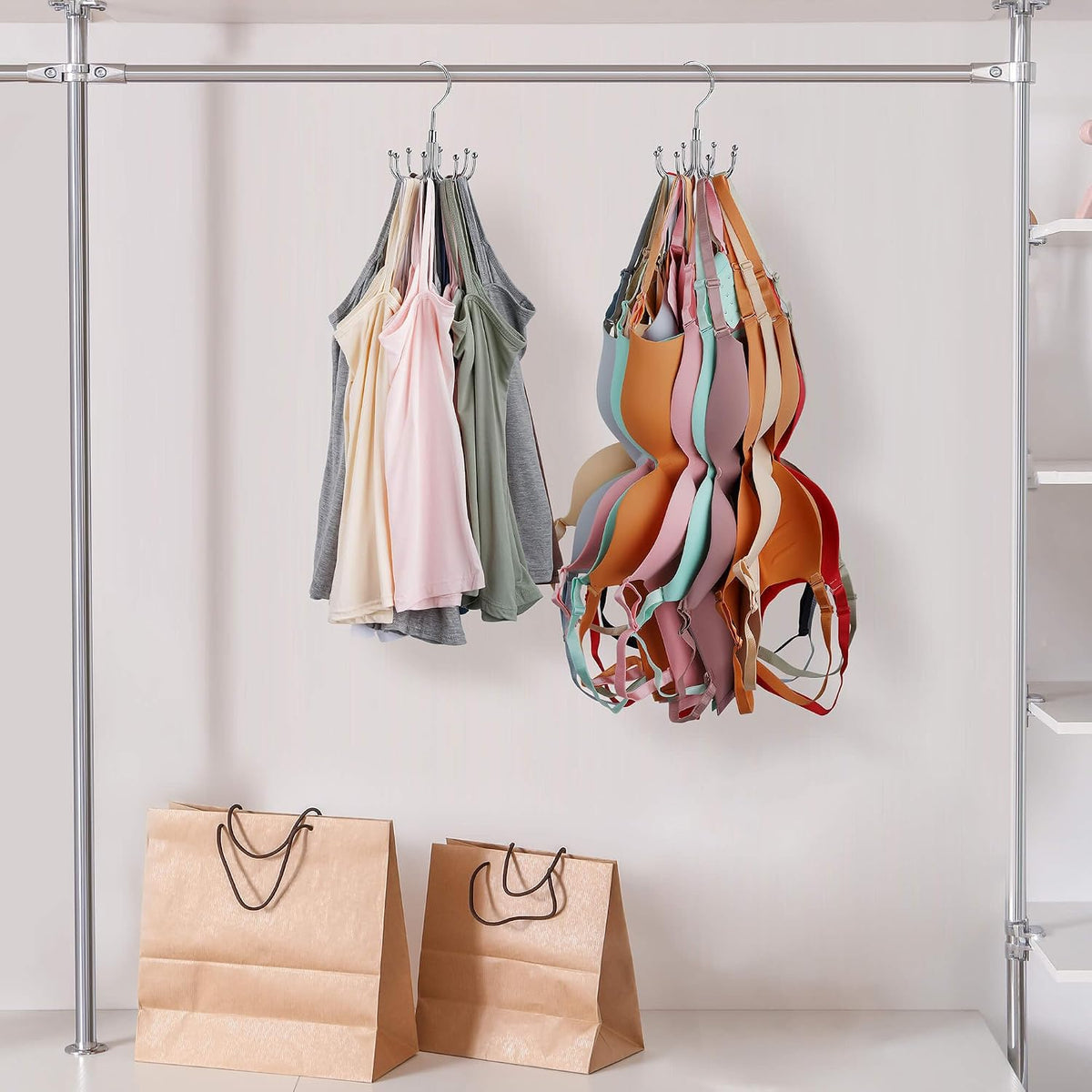 ZEDODIER 2 Pack Tank Top Hanger, Rotating Bra Organizer for Closet